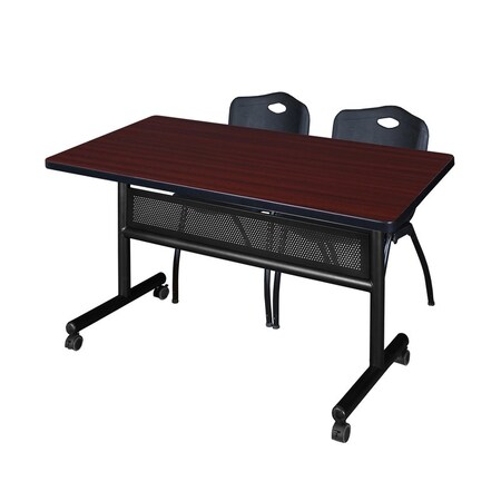 Kobe Rectangle Mobile table, 48" W, 29" H, Laminate Top, Mahogany MKFTM4830MH47BK